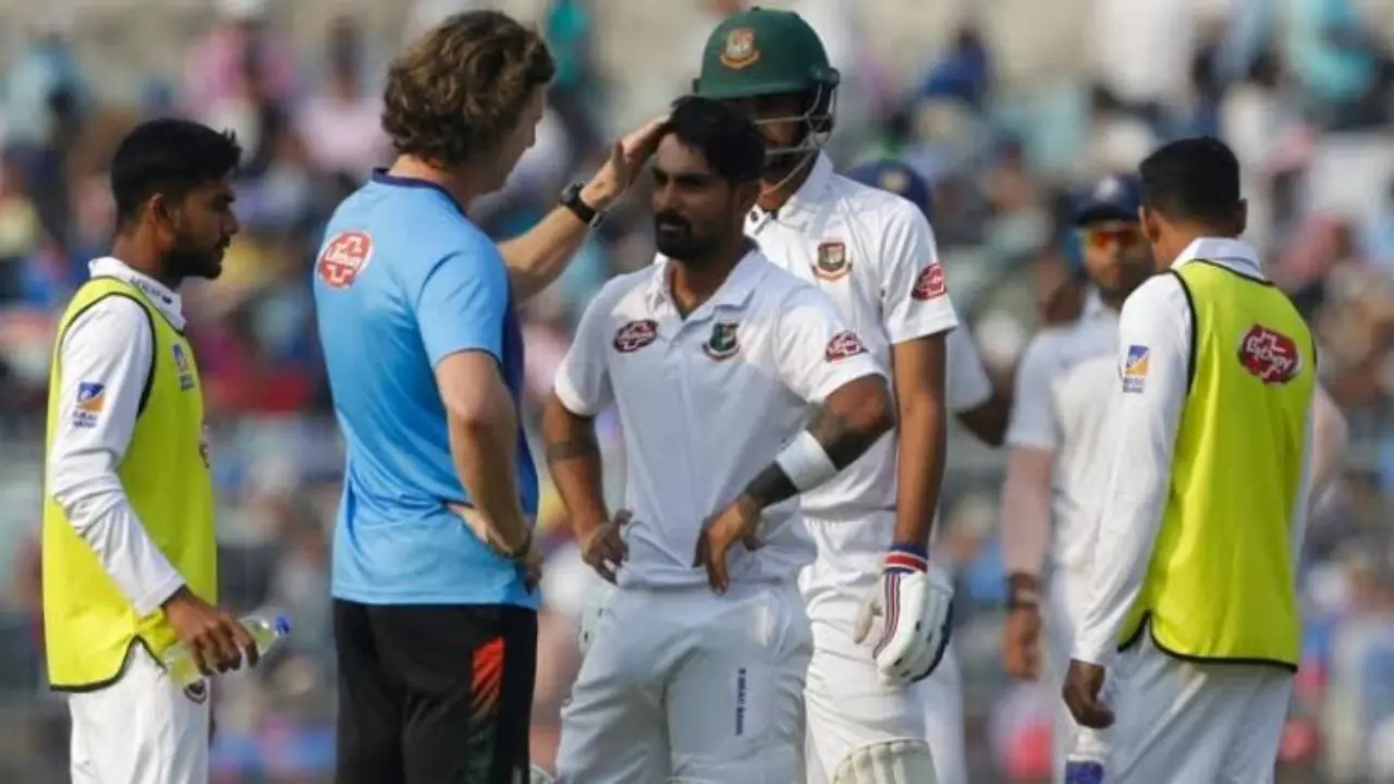 Liton Das hit by Ball in INDvBAN Test Match