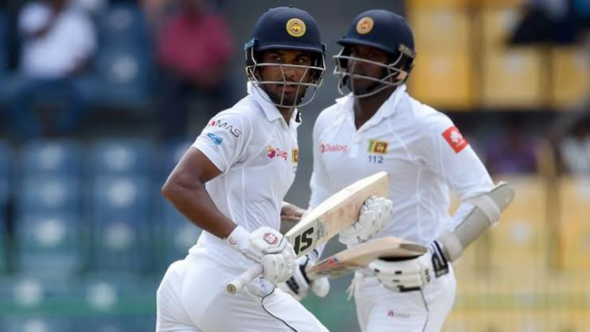 Dimuth Karunaratne and Angelo Mathews in Sri Lanka Test Match